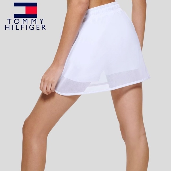 TOMMY HILFIGER Pull On Drawstring Waist Mesh Skort In White-XL/NWT - Picture 2 of 12